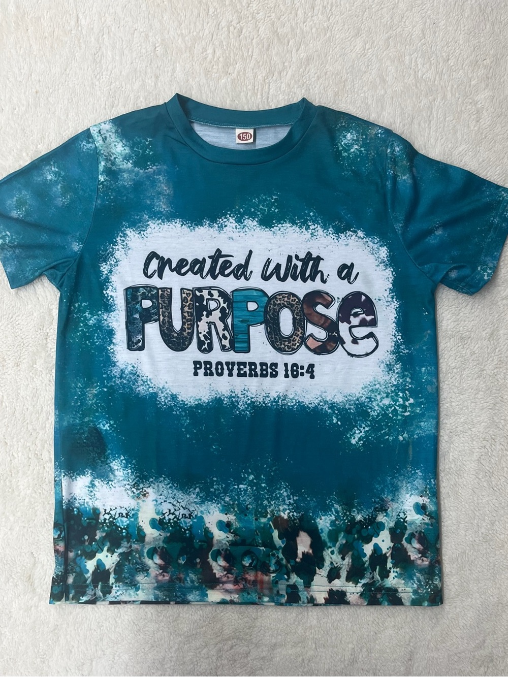 Created With a Purpose Teal Graphic Kids T-Shirt